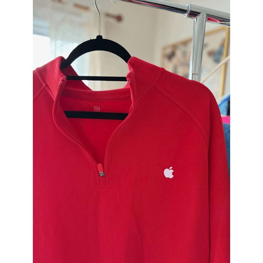 Red Mock Turtleneck Half Zip Apple Branded